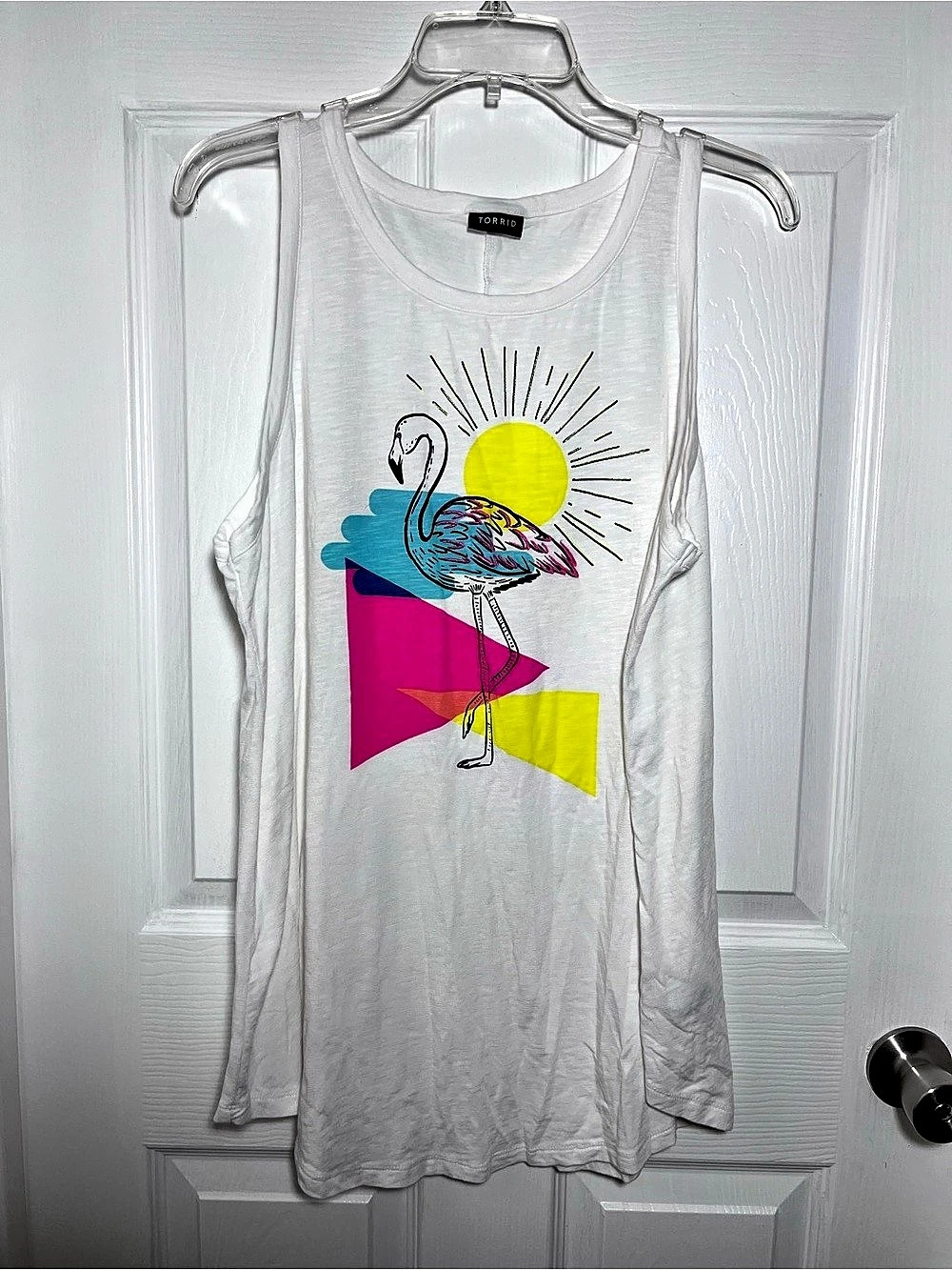 Torrid Graphic Flamingo Tank Top in White